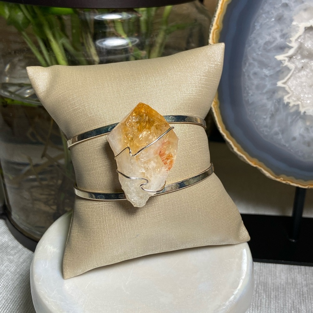 citrine natural stone silver plated bracelet